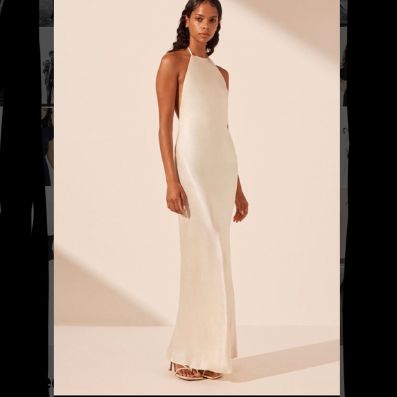 Shona Joy Dresses & Skirts - Shona Joy La Lune Low Back halter neck midi dress Cream Size 2